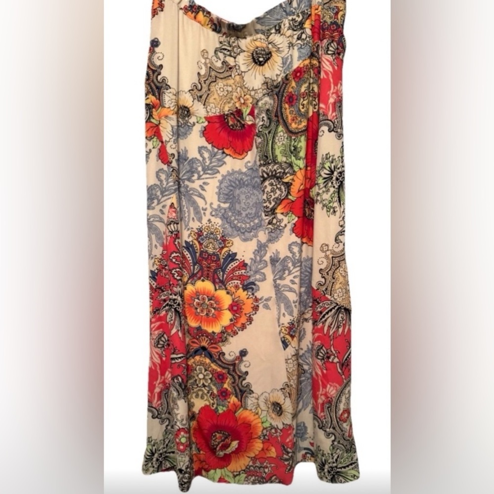 Chico's Floral Patchwork Lined Maxi Skirt Size 2
